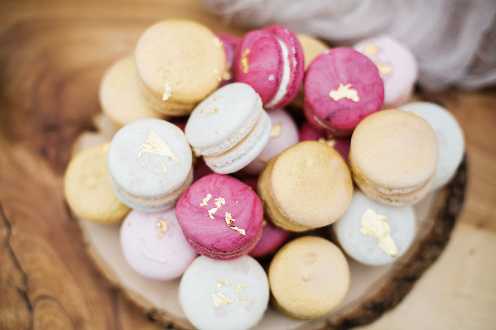 macarons piled up in a high pile