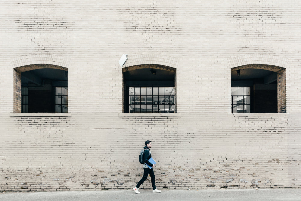 male student walking