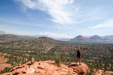 man greets desert