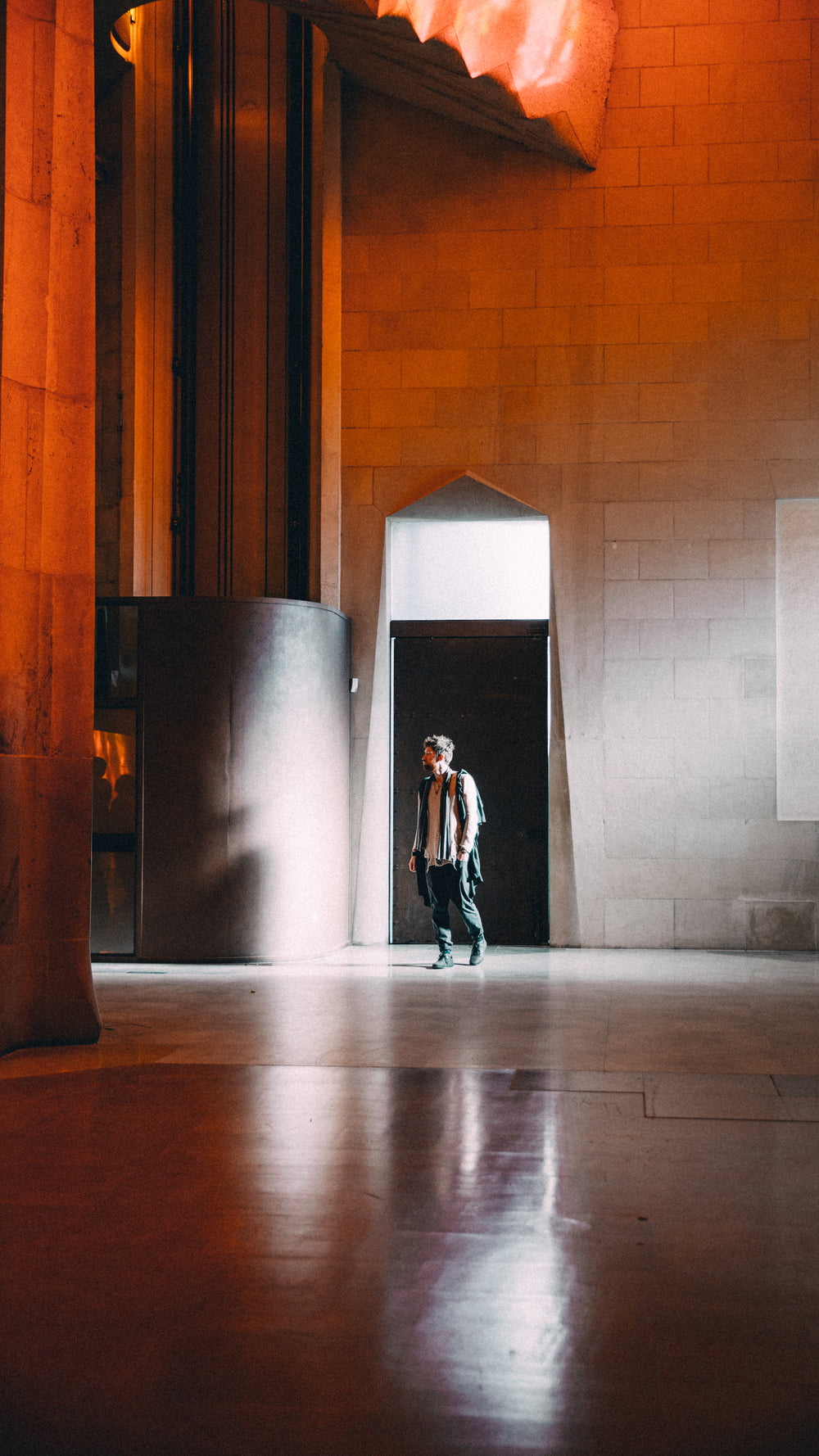 man in hallway