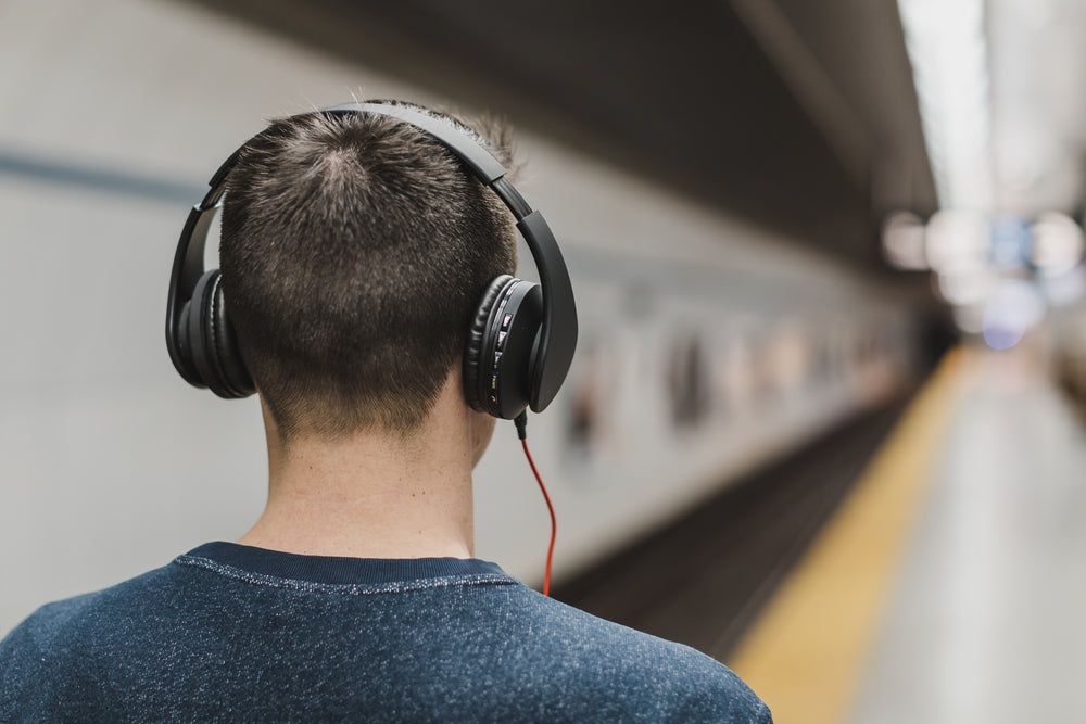 man in subway station