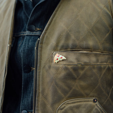 Man Wearing Pizza Enamel Pin