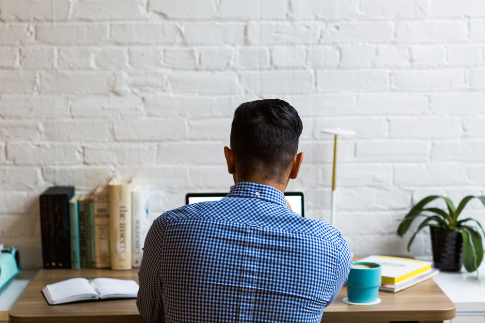 man working from home