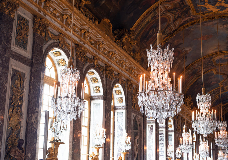 Many Chandeliers Hang From The Ceiling