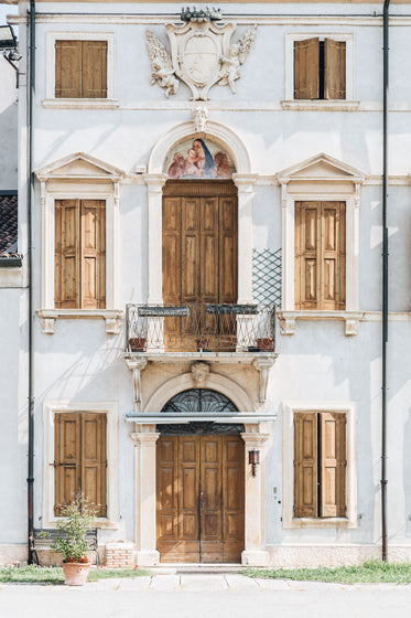 matching brown doors and shutters