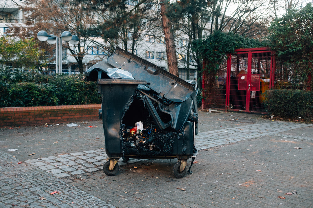 melted trash bin