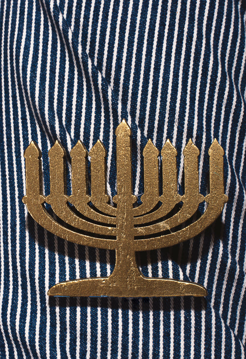menorah embellishment on stripes