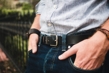 men's fashion close up of shirt and belt