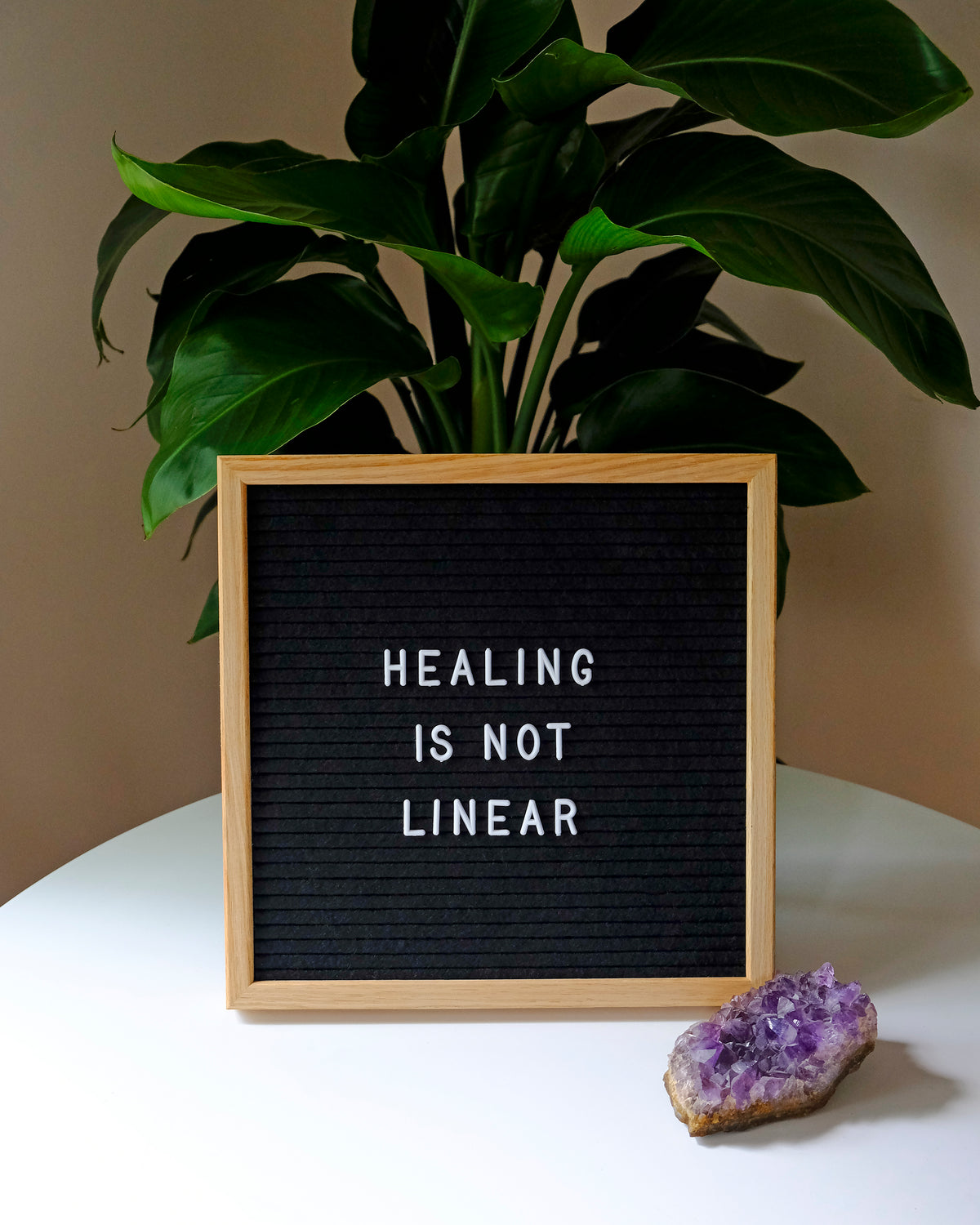 message board reads healing is not linear