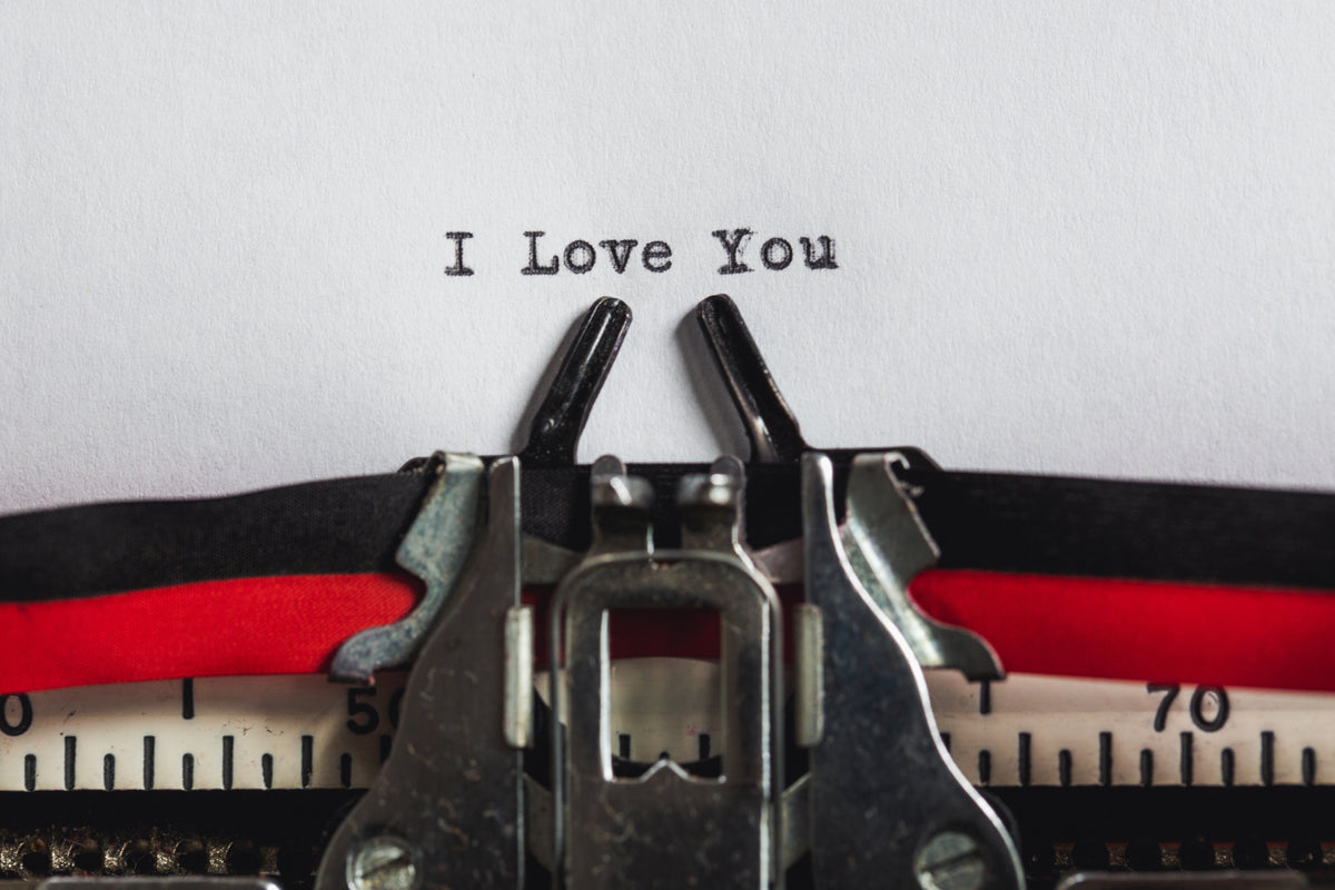 message of love on typewriter