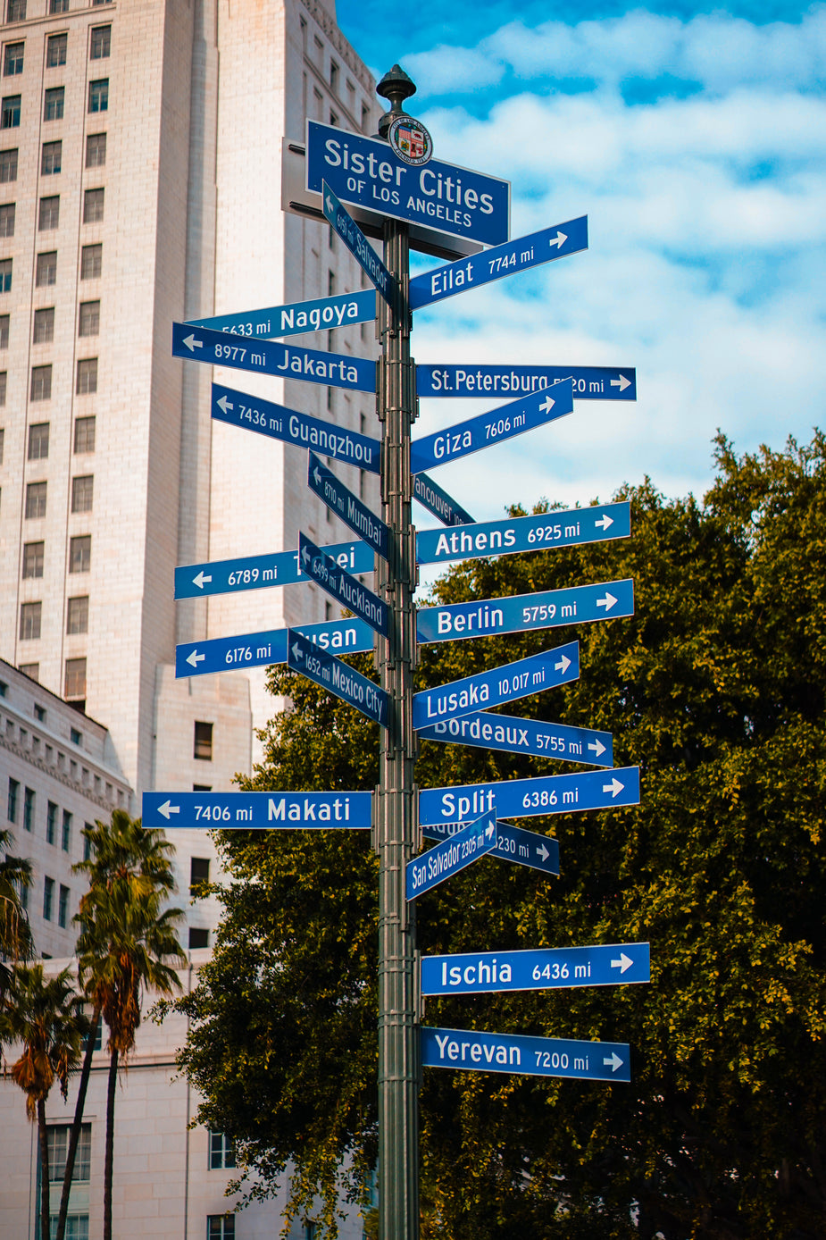 Browse Free HD Images of Metal Pole With Blue Signs Pointing In All ...