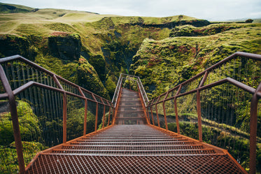 metal stairs through glacier park