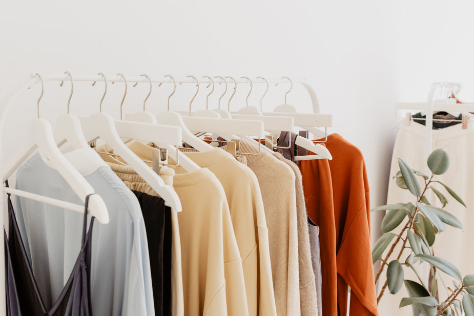 Minimal clothing display in a refined retail space