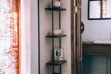 minimalist wooden shelves