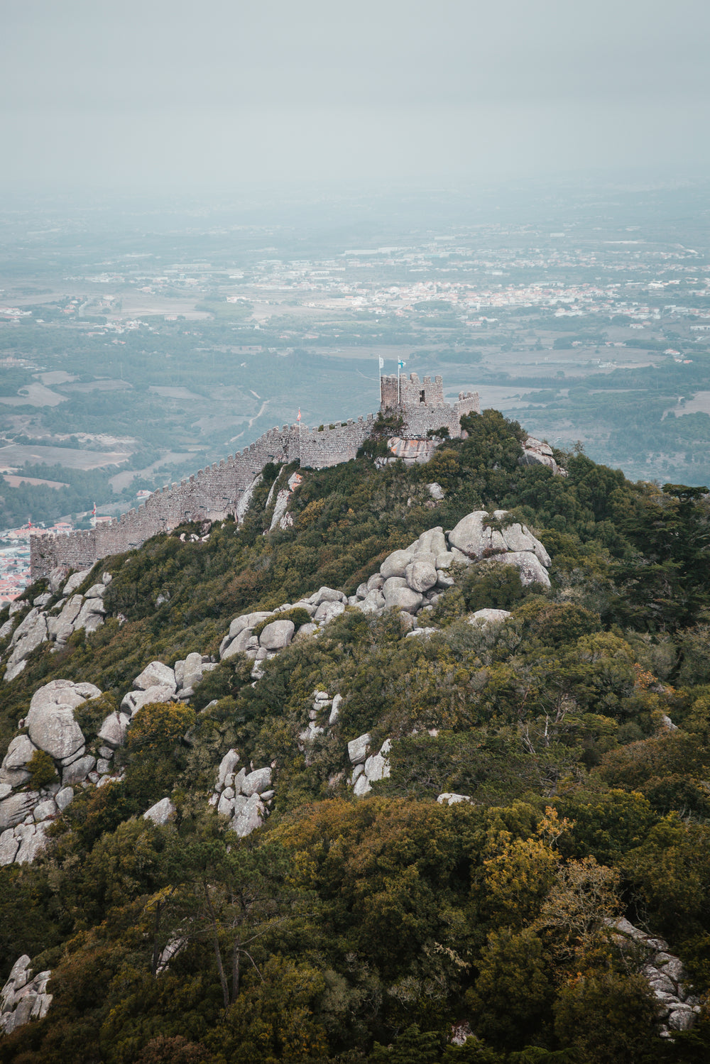 misty castle view