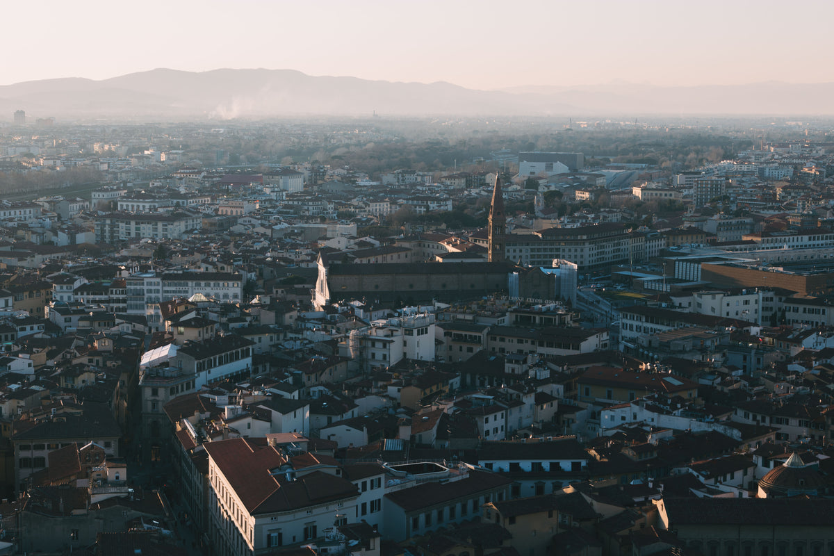 misty crowded italian city
