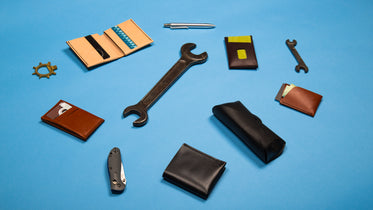 mixture of tools and leather goods