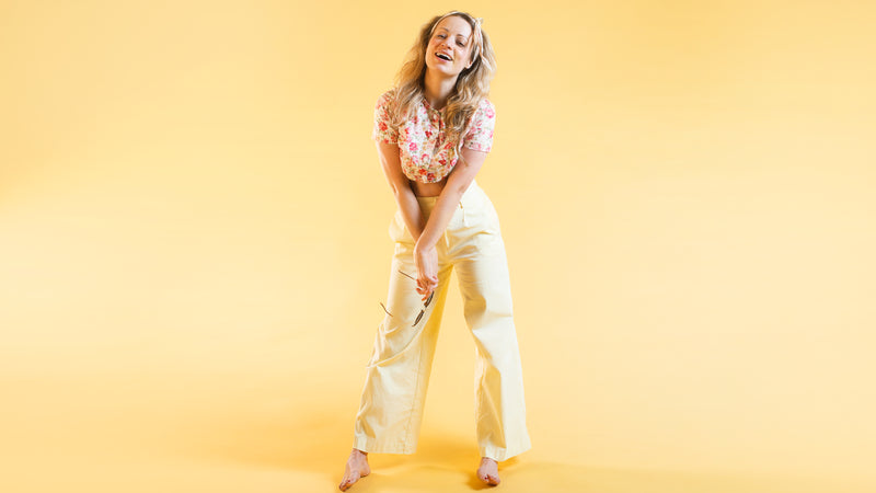 Model Laughs Barefoot