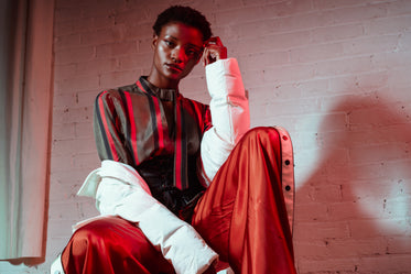 model posing in red light