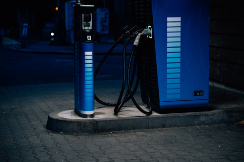 modern blue gas station pump