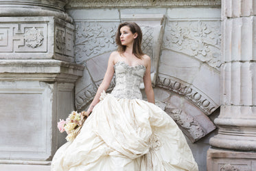 modern bride in beaded bodice