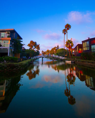 modern houses on a vibrant river