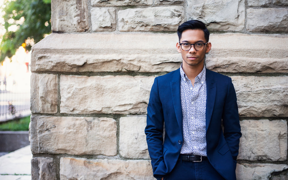 modern man in blue suit