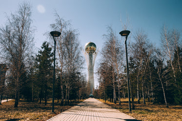 modern sculpture in urban park