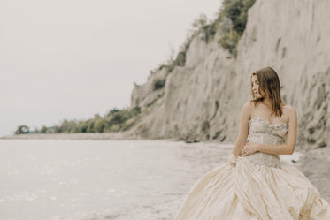 modern wedding bridal photoshoot on beach