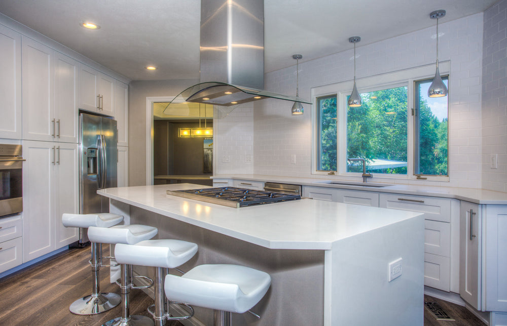 modern white tiled kitchen