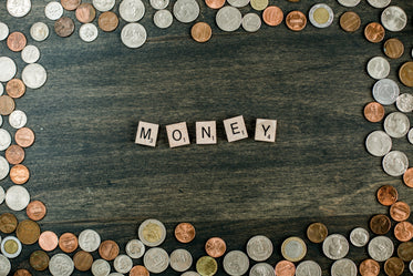 money flatlay with coins