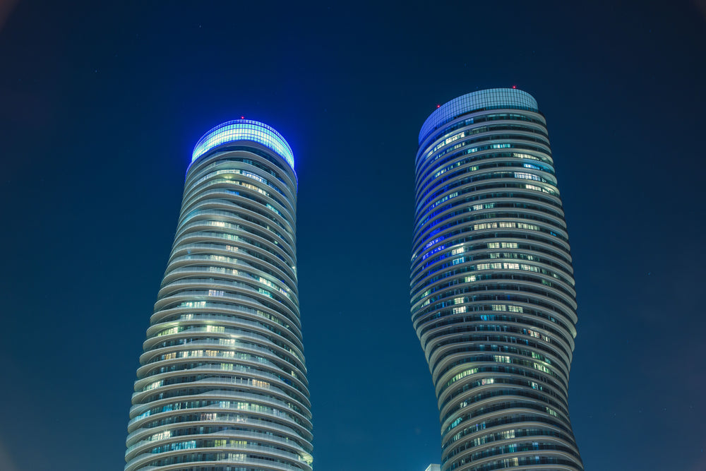 monroe towers at night