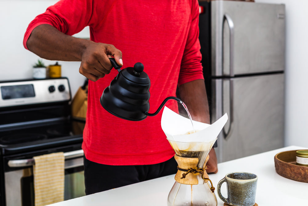 morning pour over coffee in kitchen