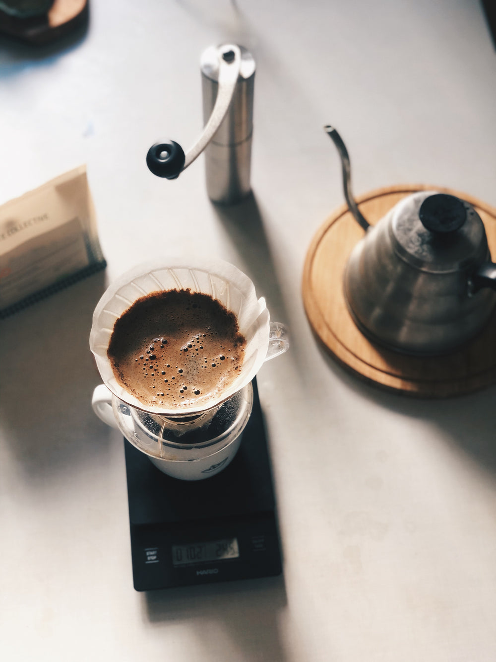 morning pour over flat lay