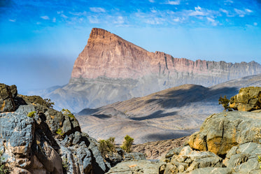 mountain range touches the sky