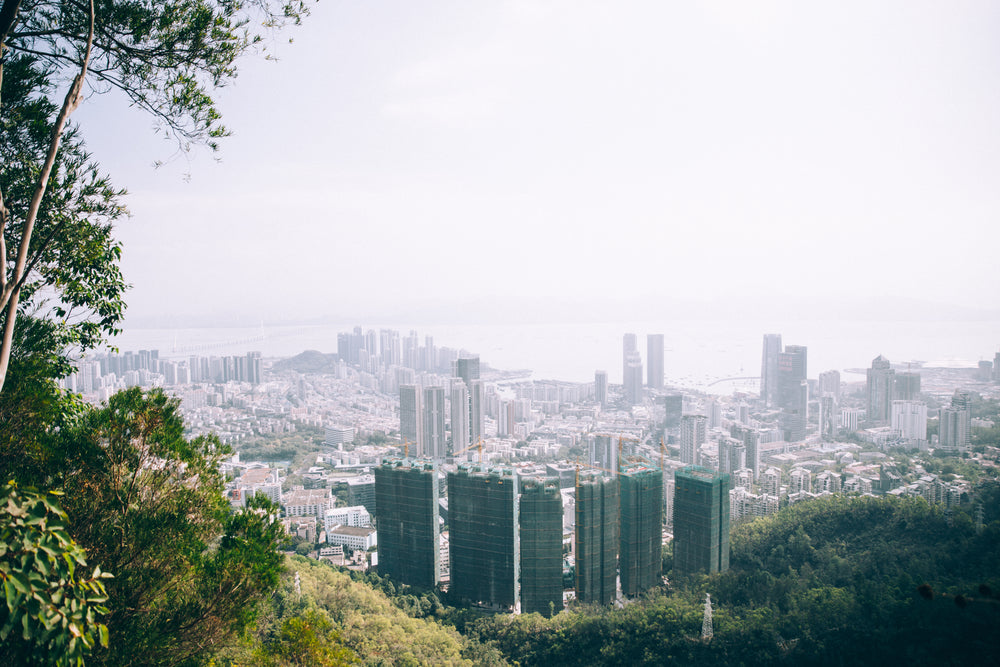 mountain view of a city