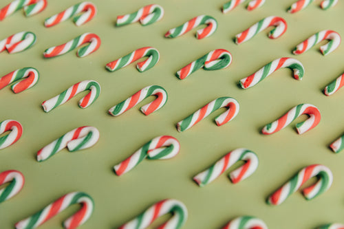 multiple candy canes in rows