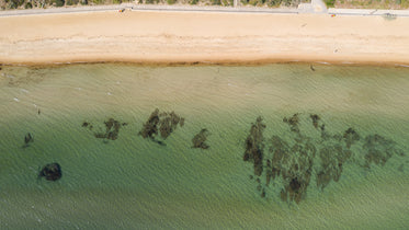 narrow beach beside clear green sea