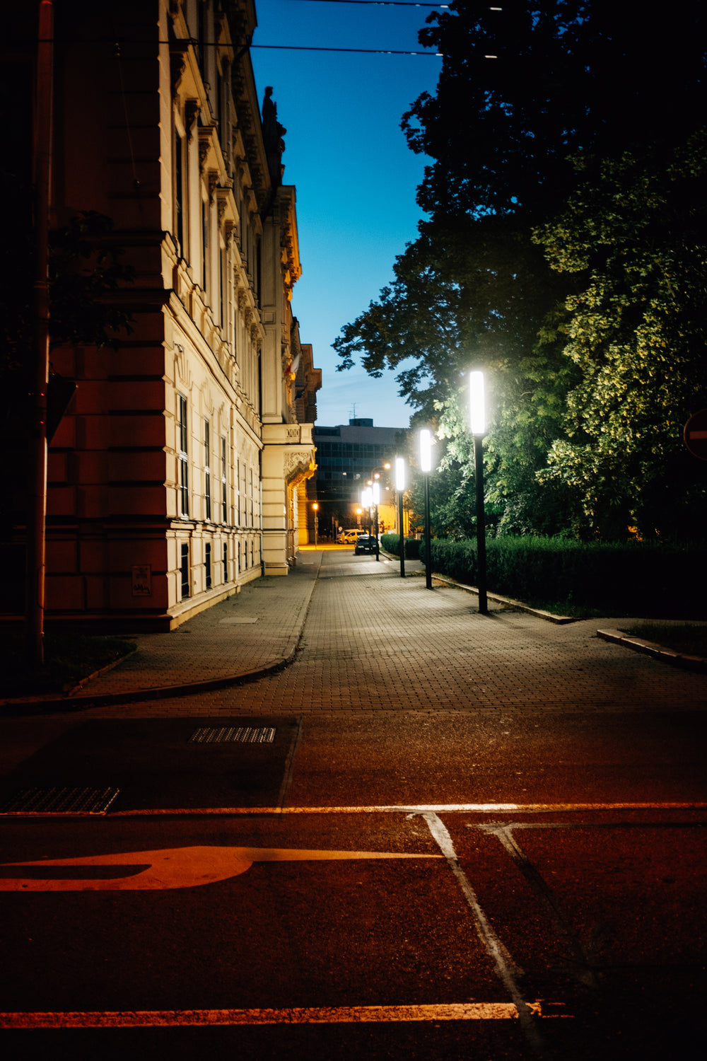 narrow street at night