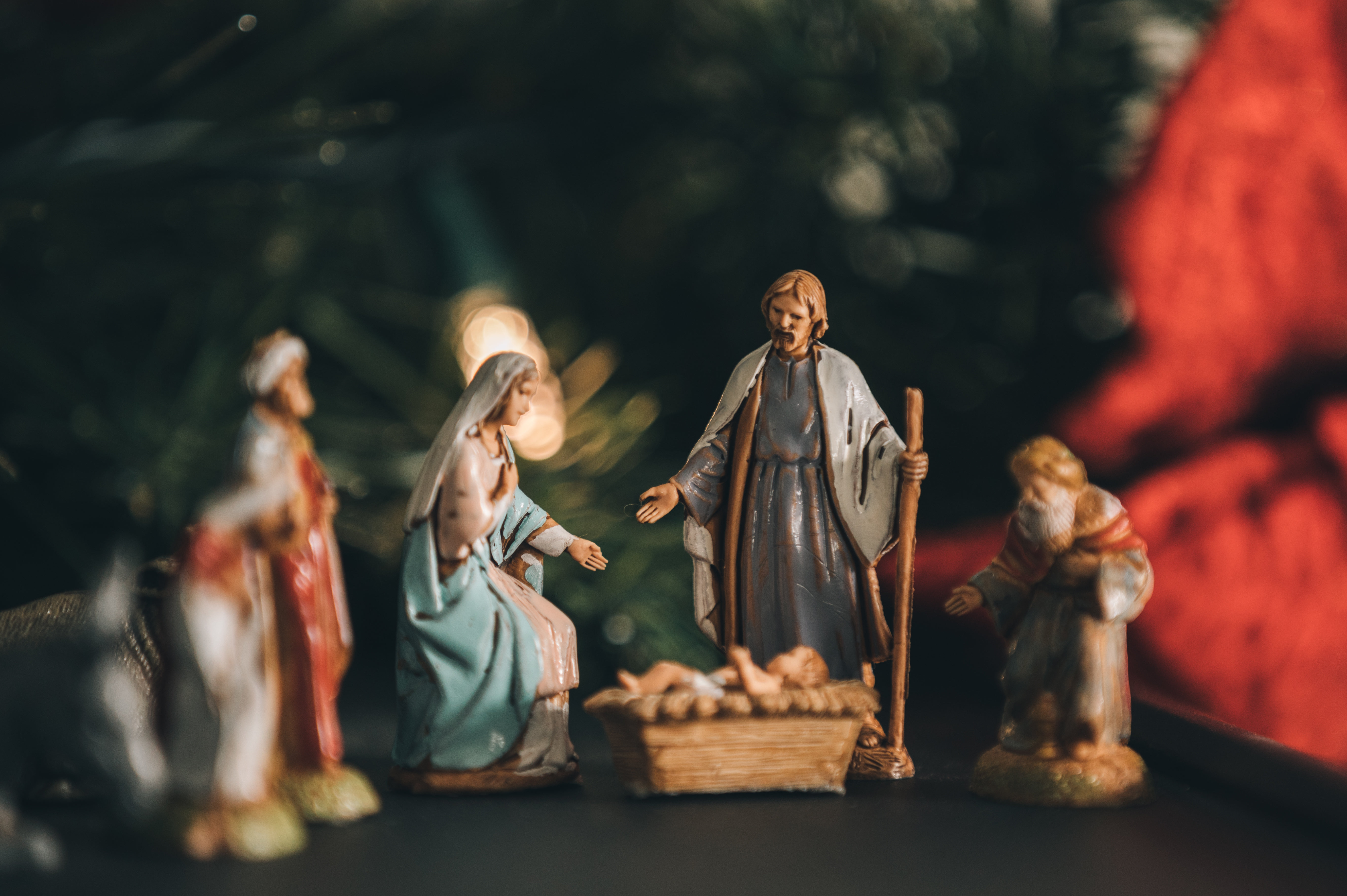 Nativity Scene With Christmas Tree