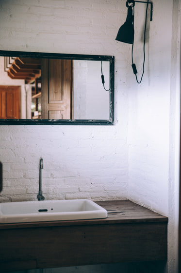 natural light in a rustic bathroom