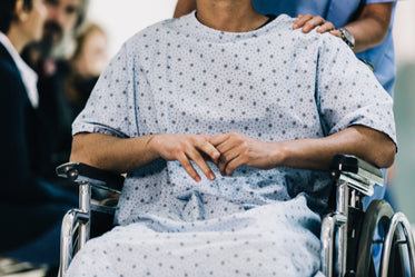 nervous patient in wheelchair