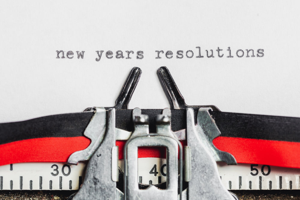 new years resolutions on a typewriter machine