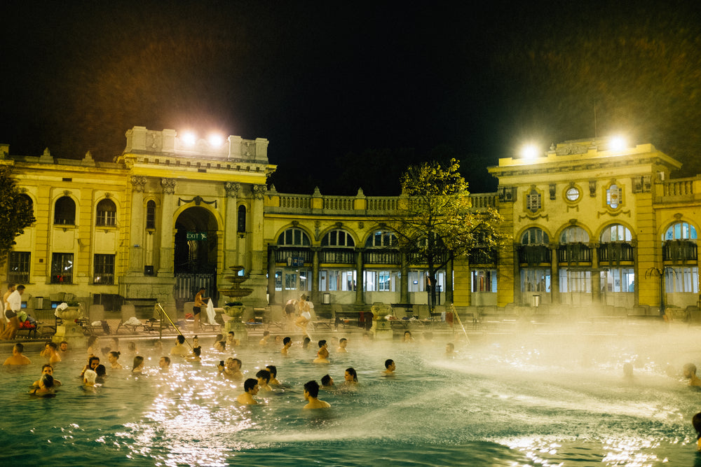 night time at the pool