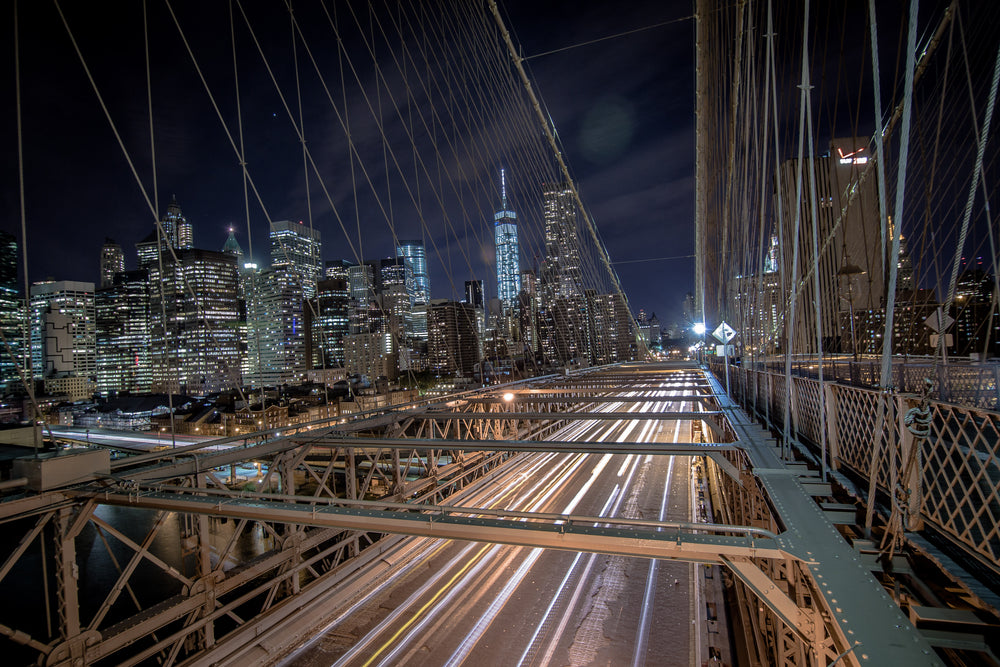 night view of brooklyn bridge