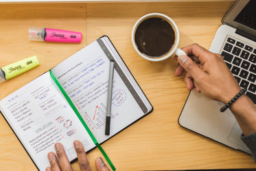 notebook and coffee