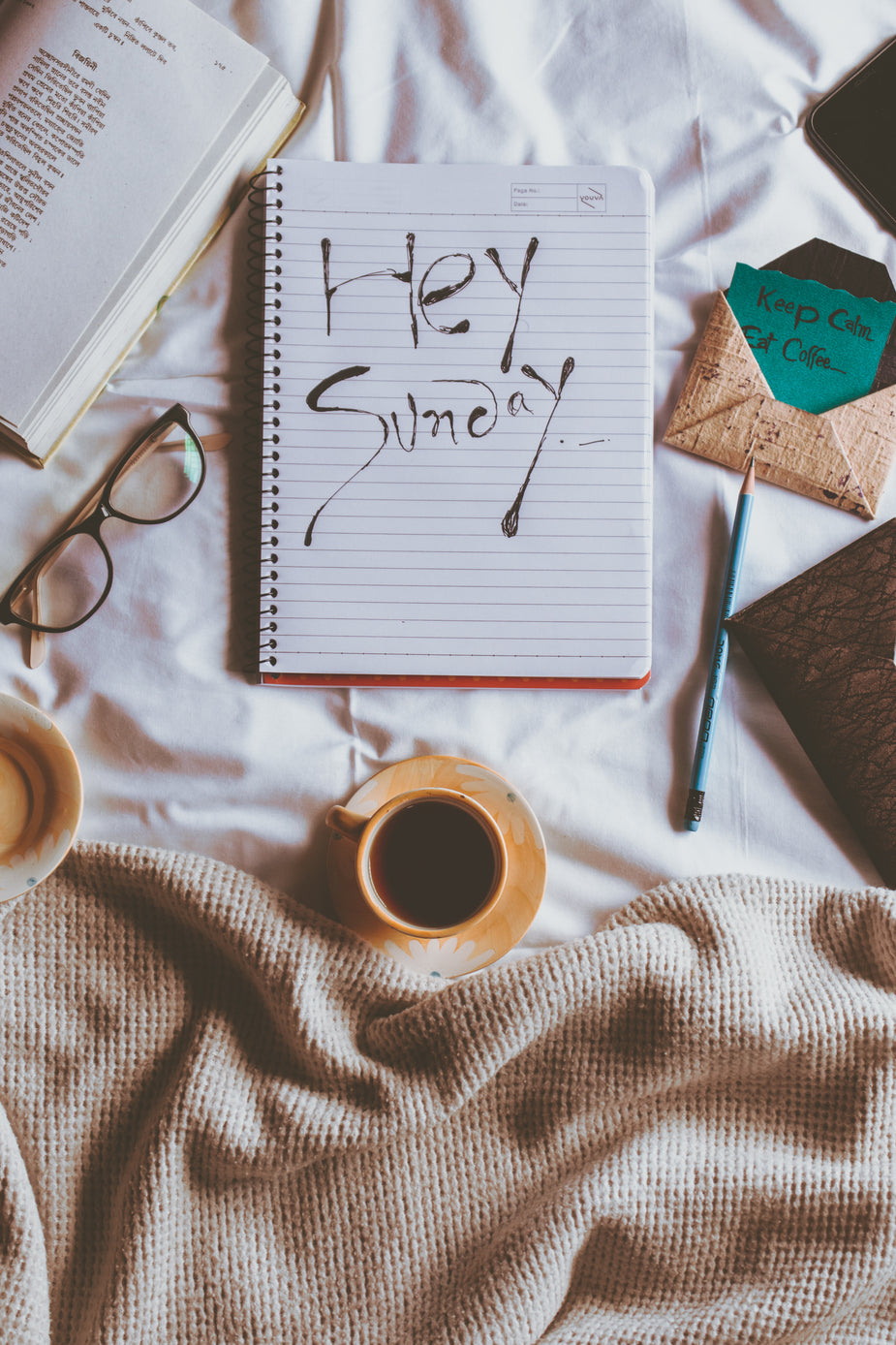 Browse Free HD Images of Notebook With Hey Sunday Written