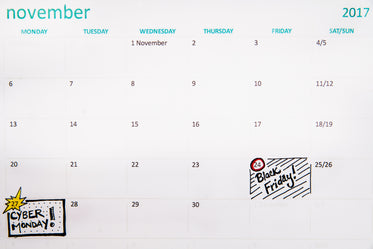 november sale calendar