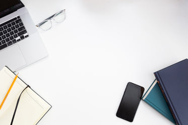 office work tools on the white desk