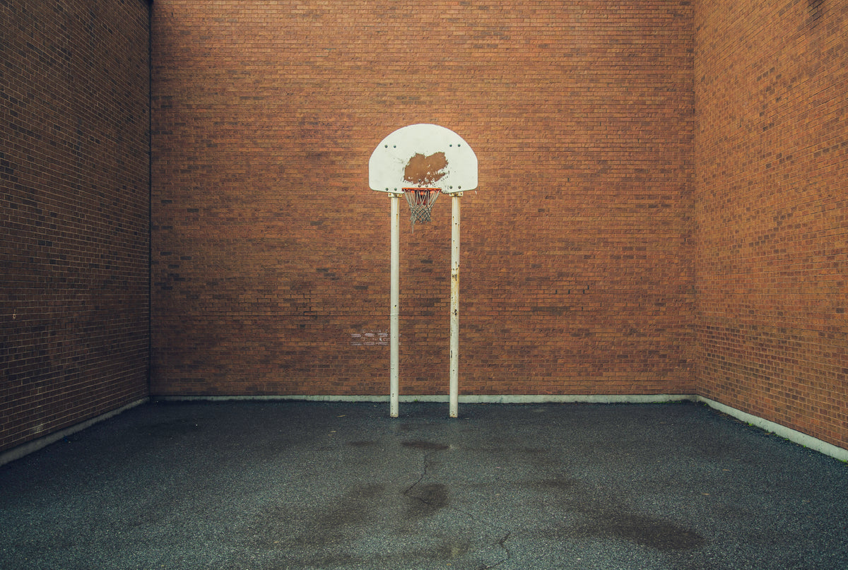 old brick basketball court